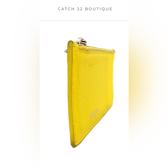 SAINT LAURENT Fragment Grained Calfskin 5 Card Holder Zip Pouch Sunflower - Picture 4 of 11